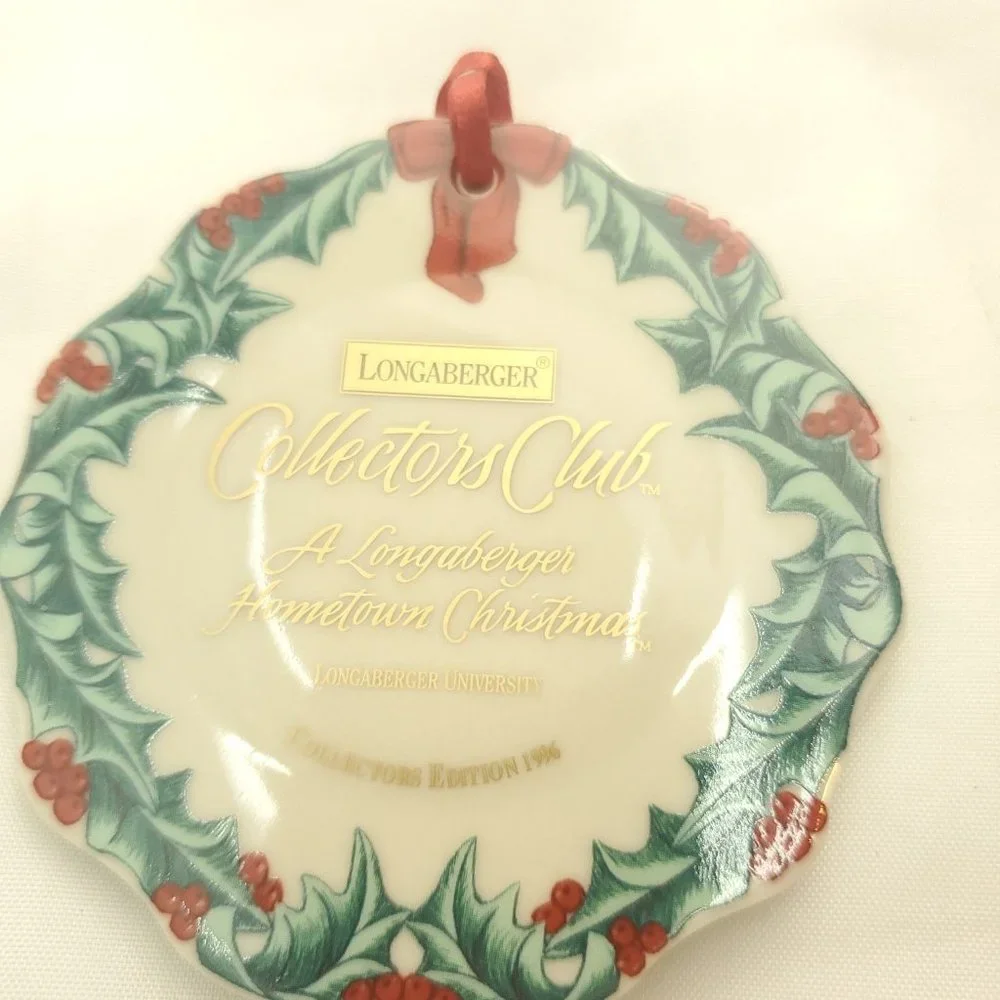 Longaberger Cream Collectors Club Hometown 1996 Christmas University Ornament